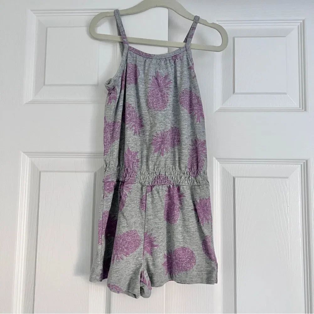 Baby Gap Sleeveless Pineapple Print Romper Toddler 4 Yrs Grey EUC